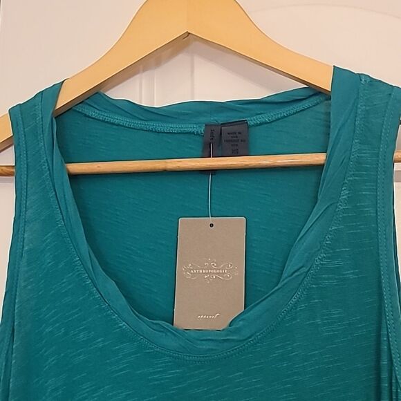 NEW ANTHROPOLOGIE Sleeveless High Low Tunic Top Dress Green S - Picture 5 of 10